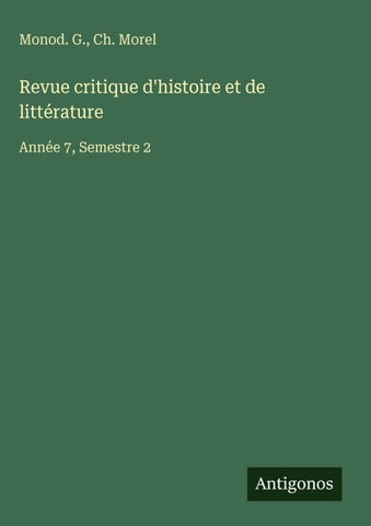 Revue critique d'histoire et de littérature