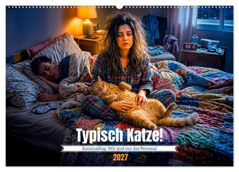 Typisch Katze! - Katzenalltag: Wir sind nur das Personal (Wandkalender 2027 DIN A2 quer), CALVENDO Monatskalender