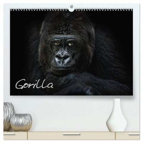 Gorilla (hochwertiger Premium Wandkalender 2026 DIN A2 quer), Kunstdruck in Hochglanz