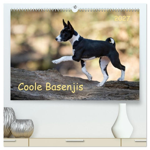 Coole Basenjis (hochwertiger Premium Wandkalender 2027 DIN A2 quer), Kunstdruck in Hochglanz