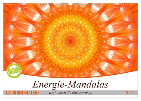 Energie - Mandalas in orange (Wandkalender 2027 DIN A2 quer), CALVENDO Monatskalender