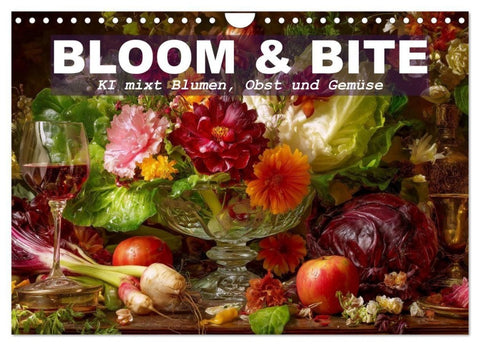 Bloom und Bite. KI mixt Blumen, Obst und Gemüse (Wandkalender 2027 DIN A4 quer), CALVENDO Monatskalender