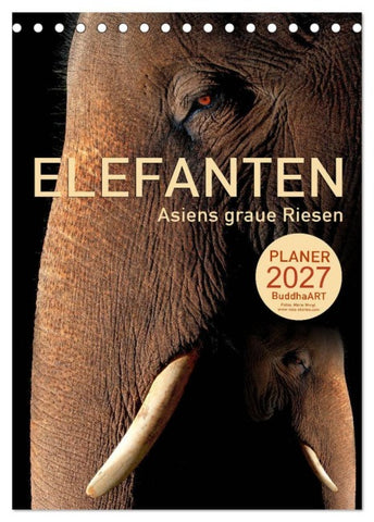 ELEFANTEN - Asiens graue Riesen (Tischkalender 2027 DIN A5 hoch), CALVENDO Monatskalender