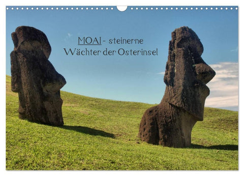 MOAI - steinerne Wächter der Osterinsel (Wandkalender 2026 DIN A3 quer), CALVENDO Monatskalender
