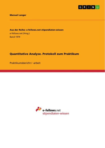 Quantitative Analyse. Protokoll zum Praktikum