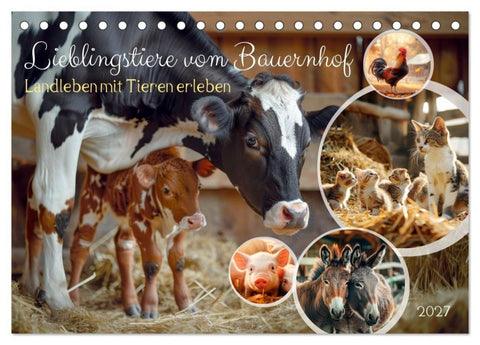 Lieblingstiere vom Bauernhof (Tischkalender 2027 DIN A5 quer), CALVENDO Monatskalender