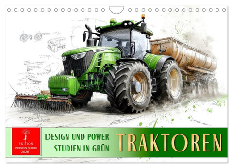 Traktoren - Design und Power Studien in Grün (Wandkalender 2026 DIN A4 quer), CALVENDO Monatskalender