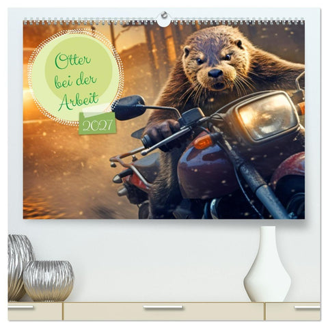 Otter bei der Arbeit (hochwertiger Premium Wandkalender 2027 DIN A2 quer), Kunstdruck in Hochglanz
