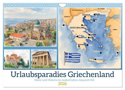 Urlaubsparadies Griechenland (Wandkalender 2026 DIN A4 quer), CALVENDO Monatskalender