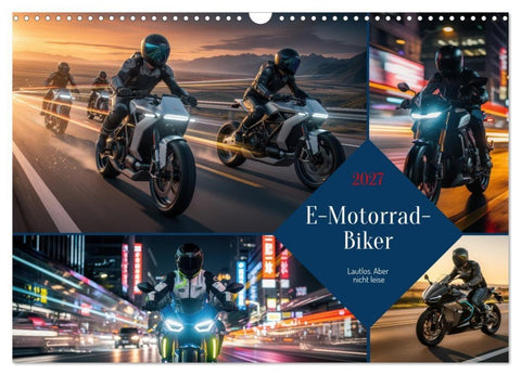 E-Motorrad-Biker (Wandkalender 2027 DIN A3 quer), CALVENDO Monatskalender