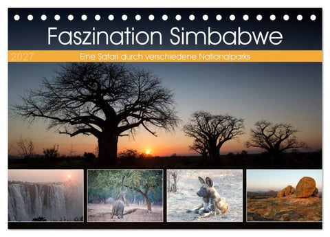 Faszination Simbabwe (Tischkalender 2027 DIN A5 quer), CALVENDO Monatskalender