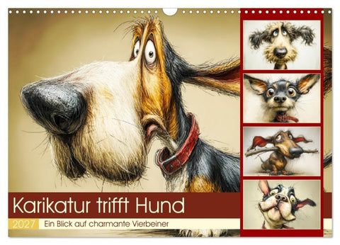 Karikatur trifft Hund. Ein Blick auf charmante Vierbeiner (Wandkalender 2027 DIN A3 quer), CALVENDO Monatskalender