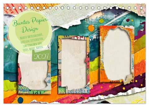 Buntes Papier Design (Tischkalender 2027 DIN A5 quer), CALVENDO Monatskalender