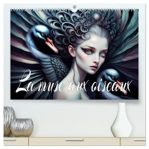 La muse aux oiseaux (Calendrier mural haut de gamme 2027 DIN A2 vertical), CALVENDO calendrier mensuel