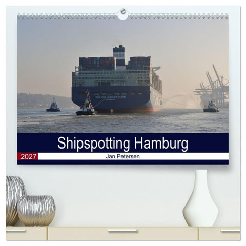 Shipspotting Hamburg (hochwertiger Premium Wandkalender 2027 DIN A2 quer), Kunstdruck in Hochglanz