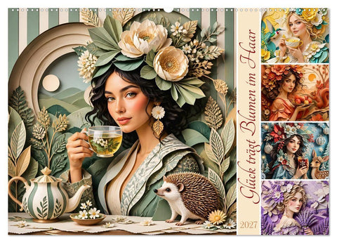 Glück trägt Blumen im Haar (Wandkalender 2027 DIN A2 quer), CALVENDO Monatskalender