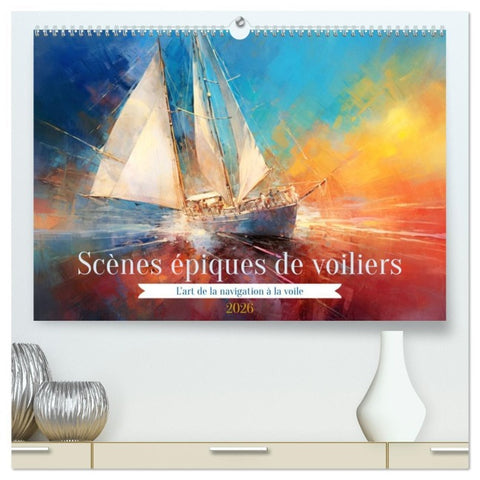 Scènes épiques de voiliers  (Calendrier mural 2026 DIN A2 vertical) calendrier de bureau