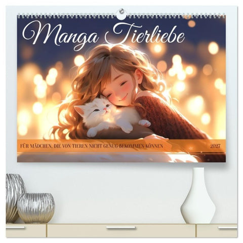 Manga Tierliebe (hochwertiger Premium Wandkalender 2027 DIN A2 quer), Kunstdruck in Hochglanz