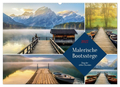 Malerische Bootsstege (Wandkalender 2027 DIN A2 quer), CALVENDO Monatskalender