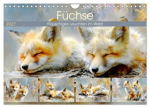 Füchse. Flauschiges Leuchten im Wald (Wandkalender 2027 DIN A4 quer), CALVENDO Monatskalender