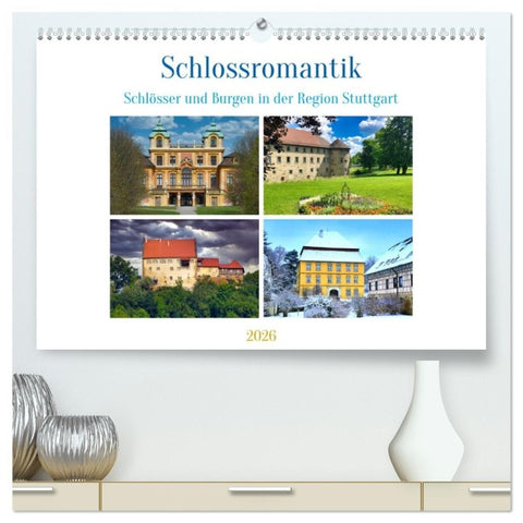 Schlossromantik (hochwertiger Premium Wandkalender 2026 DIN A2 quer), Kunstdruck in Hochglanz
