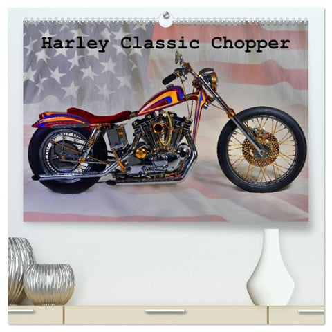Harley Classic Chopper (hochwertiger Premium Wandkalender 2027 DIN A2 quer), Kunstdruck in Hochglanz