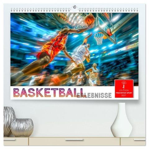 Basketball Erlebnisse (hochwertiger Premium Wandkalender 2027 DIN A2 quer), Kunstdruck in Hochglanz