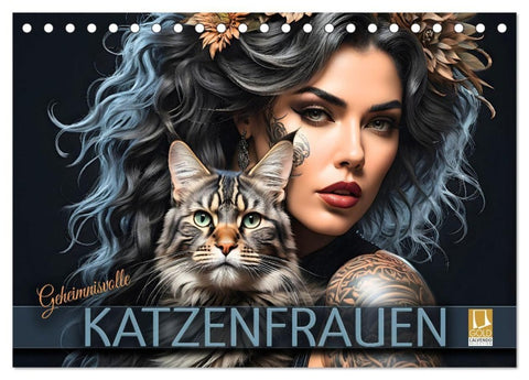 Geheimnisvolle Katzenfrauen (Tischkalender 2027 DIN A5 quer), CALVENDO Monatskalender