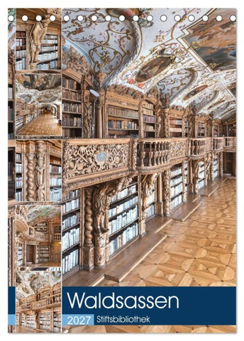 Waldsassen Stiftsbibliothek (Tischkalender 2027 DIN A5 hoch), CALVENDO Monatskalender