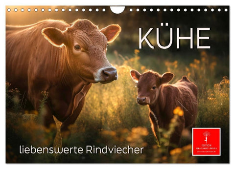 Kühe - liebenswerte Rindviecher (Wandkalender 2026 DIN A4 quer), CALVENDO Monatskalender