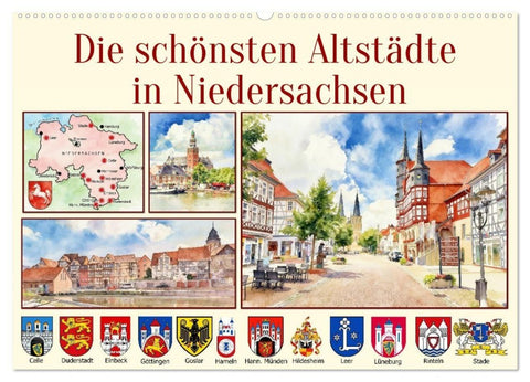 Die schönsten Altstädte in Niedersachsen (Wandkalender 2027 DIN A2 quer), CALVENDO Monatskalender