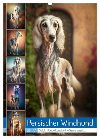 Persischer Windhund (Wandkalender 2027 DIN A2 hoch), CALVENDO Monatskalender