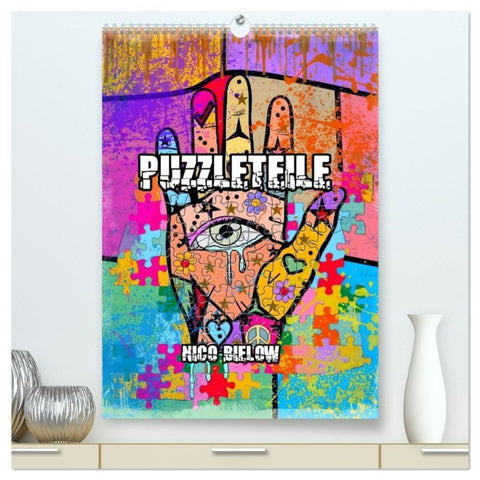 Puzzleteile (hochwertiger Premium Wandkalender 2027 DIN A2 hoch), Kunstdruck in Hochglanz