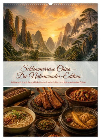Schlemmerreise China - Die Naturwunder-Edition (Wandkalender 2027 DIN A2 hoch), CALVENDO Monatskalender