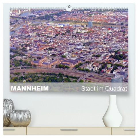 Mannheim - Stadt im Quadrat (hochwertiger Premium Wandkalender 2027 DIN A2 quer), Kunstdruck in Hochglanz