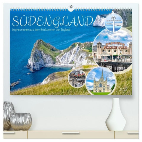 Südengland - Impressionen aus dem Südwesten von England (hochwertiger Premium Wandkalender 2027 DIN A2 quer), Kunstdruck in Hochglanz