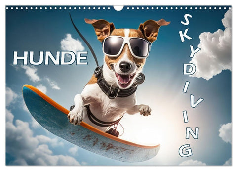 Hunde Skydiving (Wandkalender 2027 DIN A3 quer), CALVENDO Monatskalender