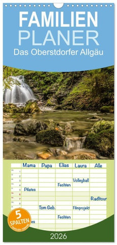 Familienplaner 2026 - Das Oberstdorfer Allgäu mit 5 Spalten (Wandkalender, 21 x 45 cm) CALVENDO