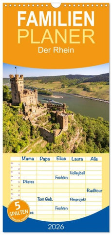 Familienplaner 2026 - Der Rhein mit 5 Spalten (Wandkalender, 21 x 45 cm) CALVENDO
