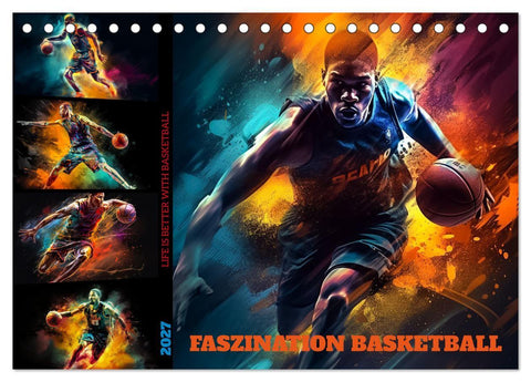 Faszination Basketball (Tischkalender 2027 DIN A5 quer), CALVENDO Monatskalender
