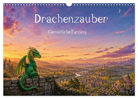 Drachenzauber - Gemütliche Fantasy (Wandkalender 2027 DIN A3 quer), CALVENDO Monatskalender