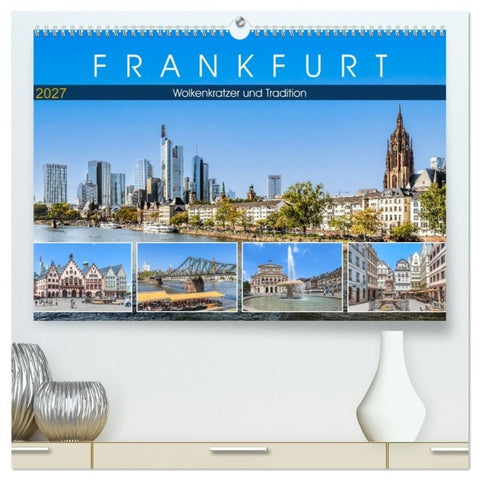Frankfurt - Wolkenkratzer und Tradition (hochwertiger Premium Wandkalender 2027 DIN A2 quer), Kunstdruck in Hochglanz
