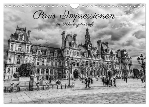 Paris-Impressionen in Schwarz-Weiß (Wandkalender 2026 DIN A4 quer), CALVENDO Monatskalender