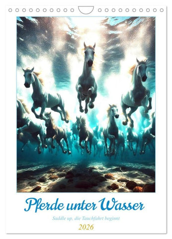 Pferde unter Wasser - Saddle up, die Tauchfahrt beginnt (Wandkalender 2026 DIN A4 hoch), CALVENDO Monatskalender