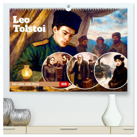 Leo Tolstoi (hochwertiger Premium Wandkalender 2026 DIN A2 quer), Kunstdruck in Hochglanz