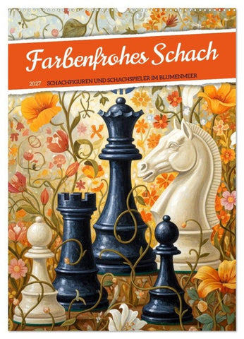 Farbenfrohes Schach (Wandkalender 2027 DIN A2 hoch), CALVENDO Monatskalender