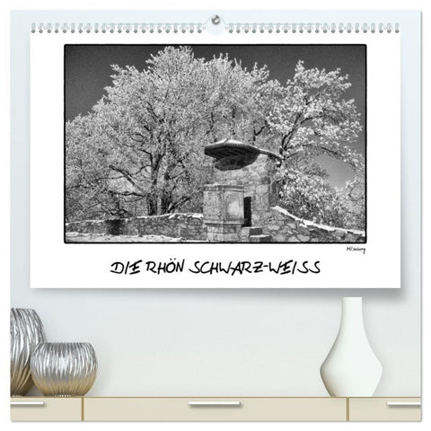 RHÖN SCHWARZ-WEISS (hochwertiger Premium Wandkalender 2027 DIN A2 quer), Kunstdruck in Hochglanz