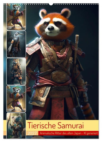 Tierische Samurai (Wandkalender 2027 DIN A2 hoch), CALVENDO Monatskalender