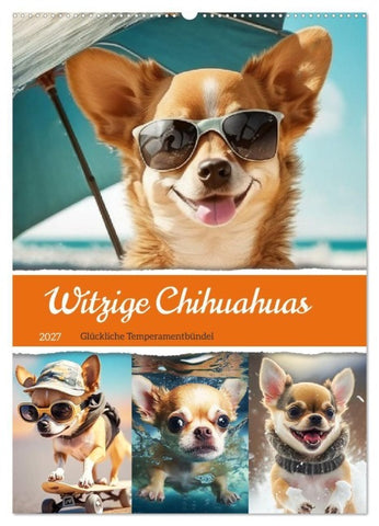 Witzige Chihuahuas. Glückliche Temperamentbündel (Wandkalender 2027 DIN A2 hoch), CALVENDO Monatskalender