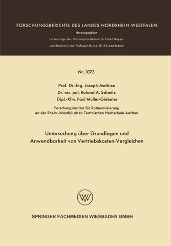 Untersuchung über Grundlagen und Anwendbarkeit von Vertriebskosten-Vergleichen